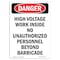 Signmission OSHA Danger Sign, 14" Height, Rigid Plastic, Portrait High Voltage Work Inside, Portrait OS-DS-P-1014-V-1905 - alternate 1